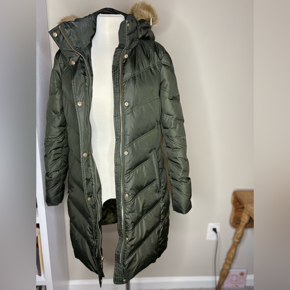 Michael Kors Olive Puffer Jacket with Fur Trim - Picture 9 of 15